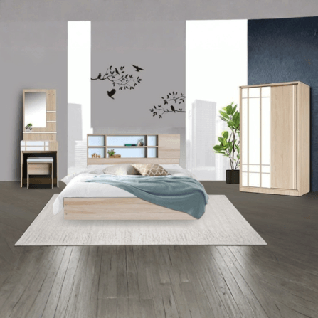 ชุดห้องนอน 6 ฟุต WISDOM DESIGN FURNITURE รุ่น NANA-M สีบัตเตอร์/ขาว_4